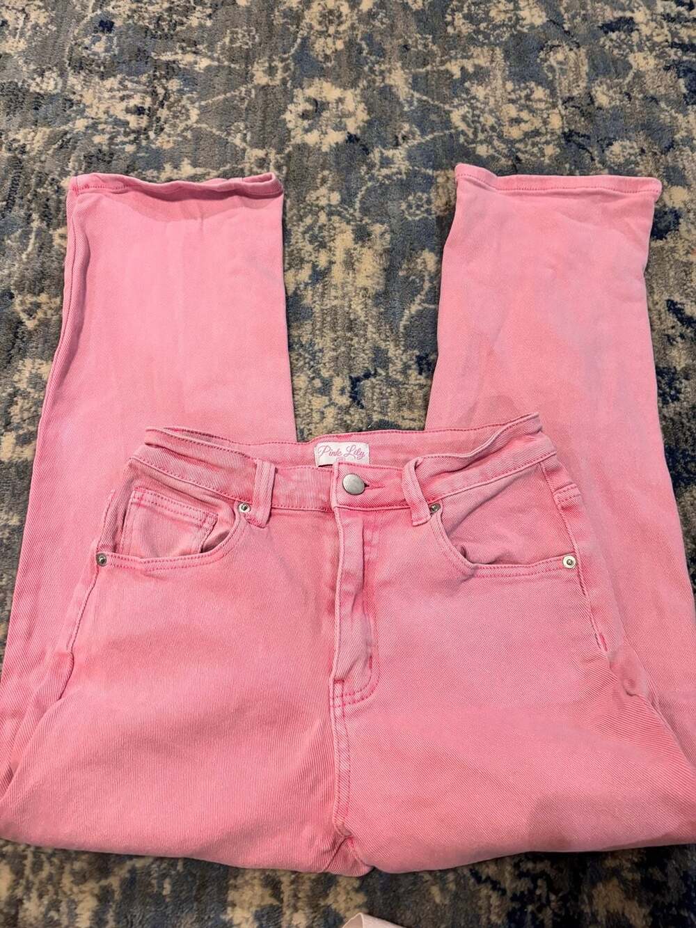 Pink Lily Straight Leg Jeans Size 26 Pink Denim